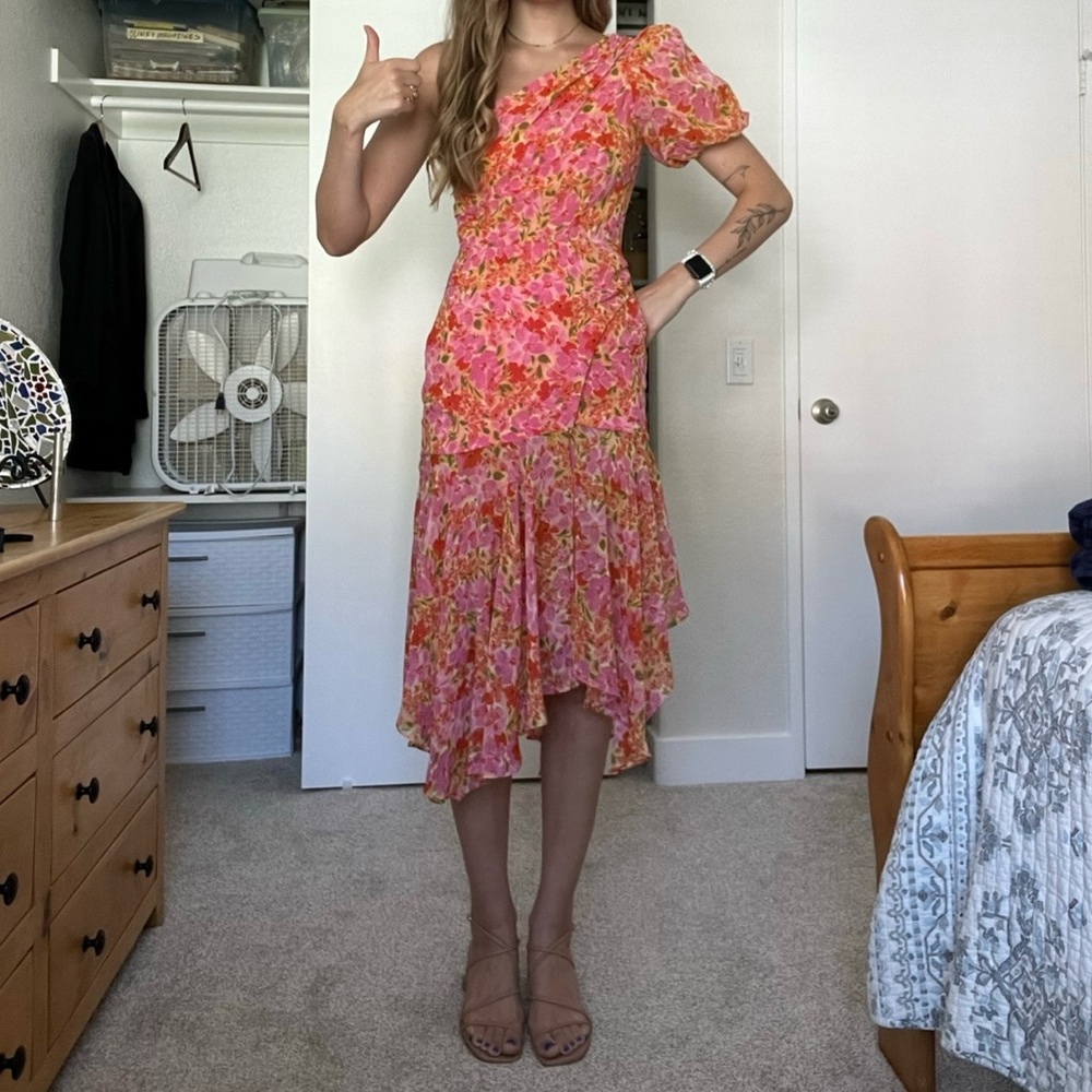 ASTR Santorini Floral One Shoulder Dress